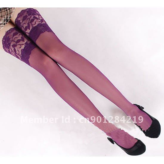 [Sexy Cat]  Free Shipping New Arrival Wind Elastic Lace13cm Purple Stocking Sexy Hosiery /pair 6729