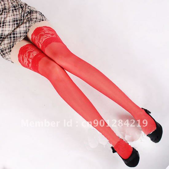 [Sexy Cat]  Free Shipping New Arrival Wind Elastic Lace13cm Red Stocking Sexy Hosiery /pair 6729