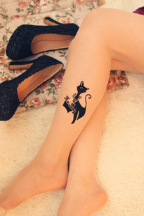 Sexy Cat Women Tatoo Leggings Fashion Summer 2013 Thigh High Stockings Silk