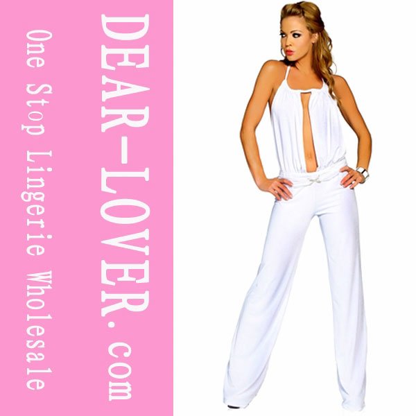 Sexy  Catsuit , White Open Front Halter Catsuit LC8251-1+ Cheaper price + Free Shipping Cost + Fast Delivery