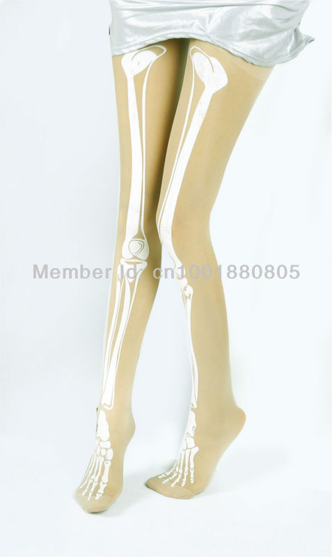 Sexy Charms Skeleton Pattern Printed Transparent Pantyhose Stockings Tights + Free Shipping