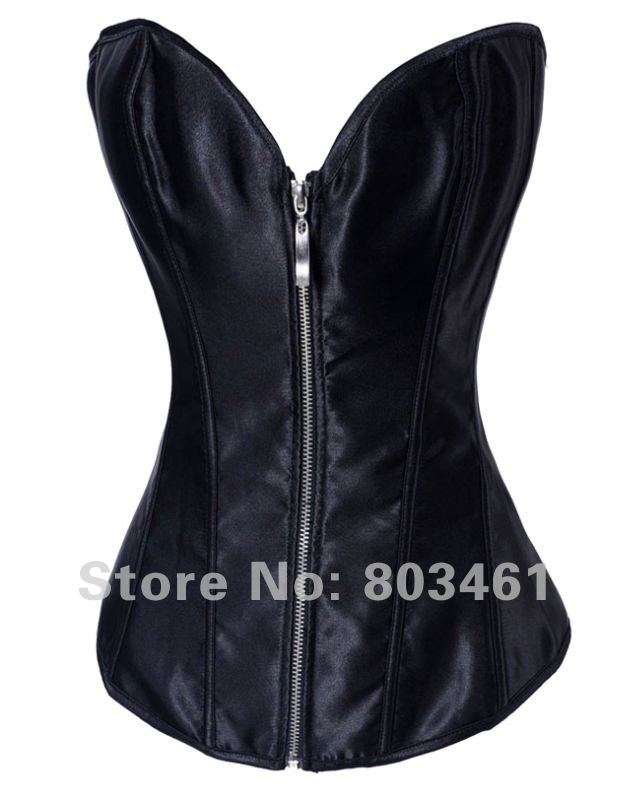 sexy Classic Satin Corset With Zipper Front