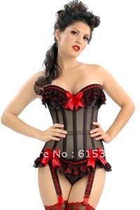 Sexy Corset Red Bustier Corset+G string Set Lingerie