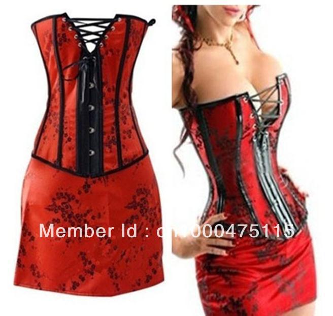 Sexy corset  underwear  Lingerie Red Bustier/Mini Skirt