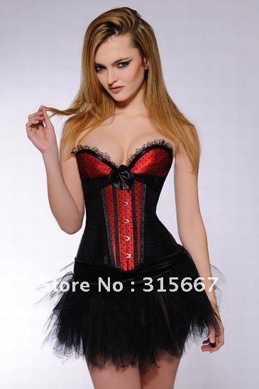 sexy corset with bra+string,lingerie ,bustier (red,tiger)