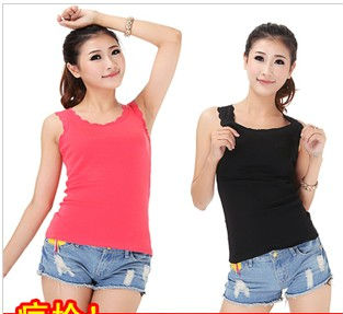 Sexy Cotton Candy Colors Lace Cheaper Women Tanks Vest Straps Tops Free Shipping