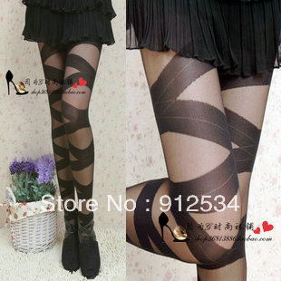 Sexy counterchange black pantyhose thin sexy spirally-wound jacquard pantyhose stockings