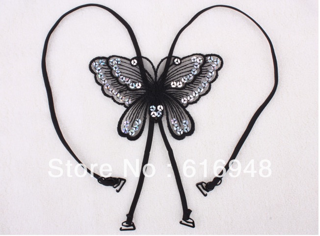 Sexy elastic Butterfly white/Black Lady Halter Bra Shoulder Straps 10 pieces/lot