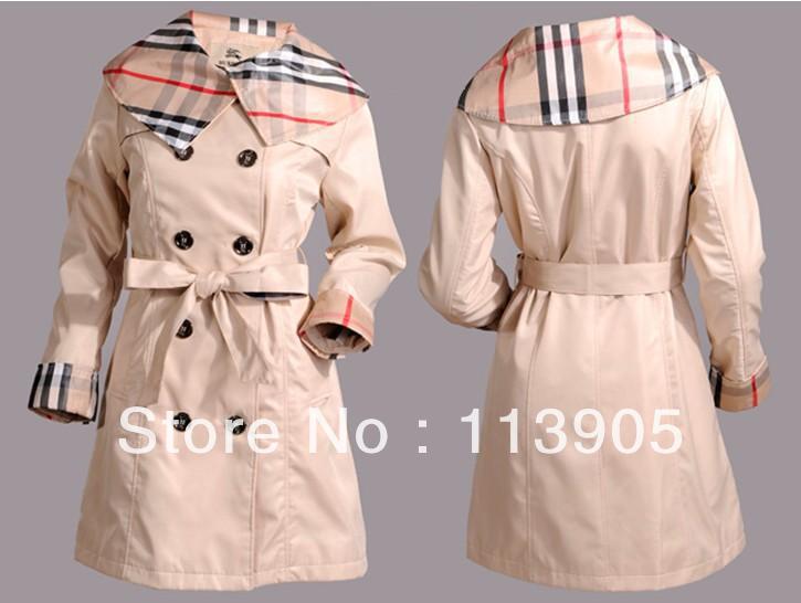 Sexy fashion brand women's double-breasted coat trench coat 3 color  free shipping