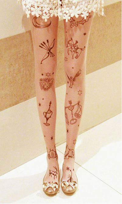 Sexy Fashion Constellation Leggings Socks Tattoo Tights Pantyhose Stockings ladies love style
