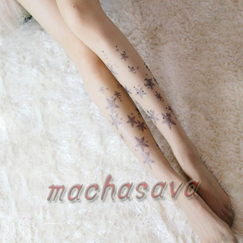 Sexy Fashion Starfish Transparent Tattoo Lace Pantyhose Tights Leggings Stockings
