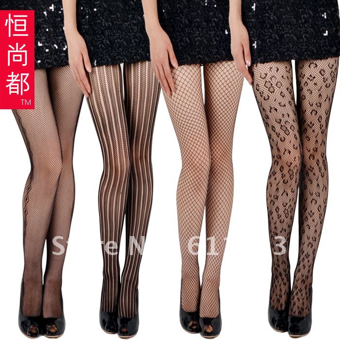 Sexy fishnet stockings mesh cutout pantyhose jacquard stockings vertical stripe pantyhose ultra-thin fishnet stockings