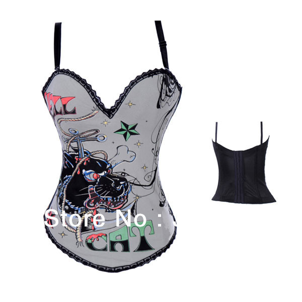 Sexy Goth Punk Rock Boned Tattoo Corset Bustier Christmas Costume Overbust Party Style Corsets RISK FREE Returns Policy