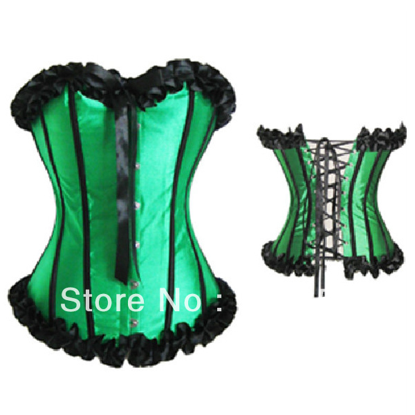 SEXY Green Elegant Charming Strapless Moulin Rouge Lace up Corset Bustier Top free shipping