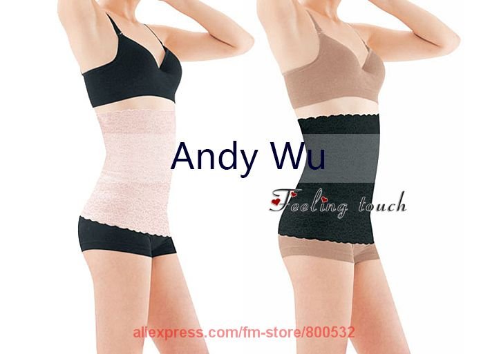 sexy Invisible Lace slim waist trimmer belt body shaper Pink and black  color  100pcs/lot free shipping