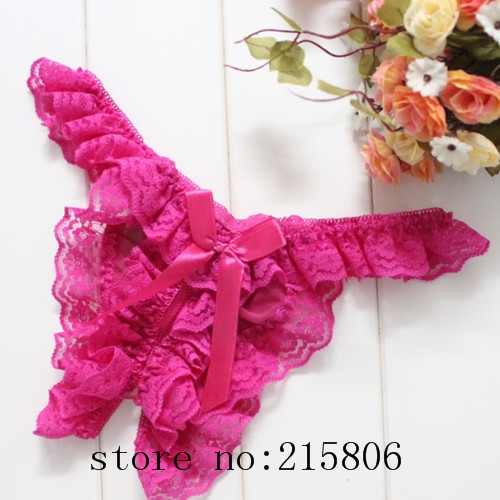Sexy Lace Flower Pattern T-Back - Pink  2023