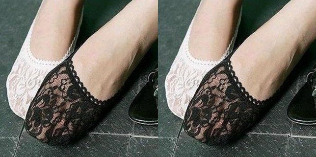 Sexy Lace Slipper Socks color is Black New