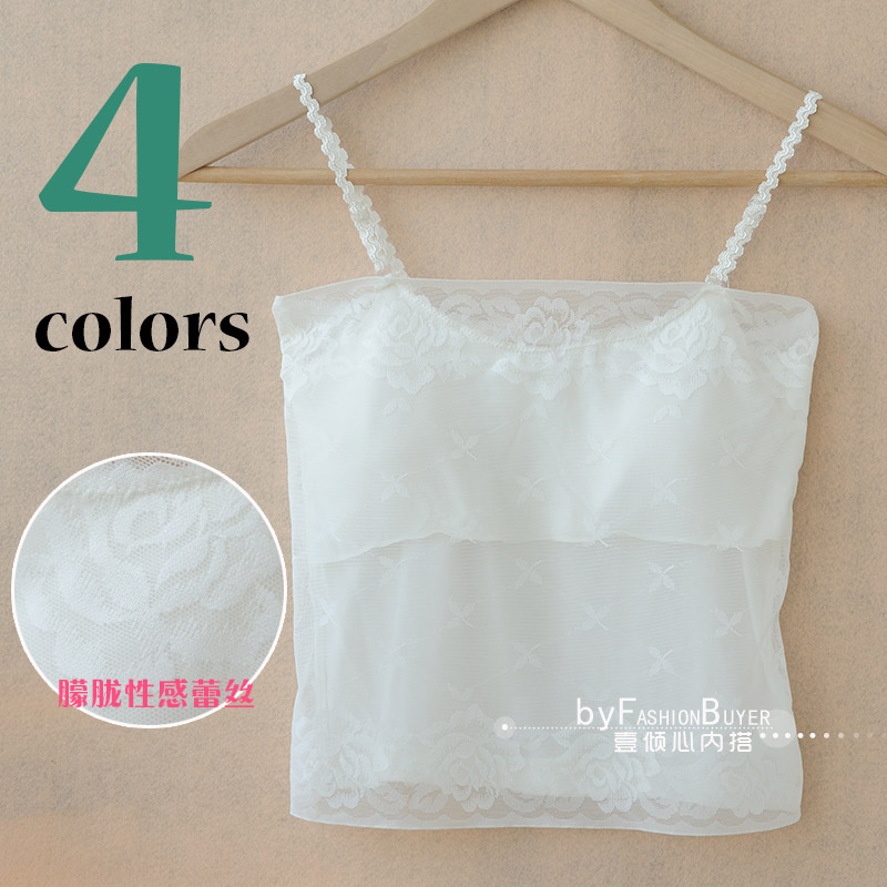 Sexy lace tube top gauze tube top belt pad basic small vest of exquisite quality