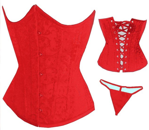 Sexy  lace up boned  Red  body shaper  underbust waist   Corset  Bustier  clubwear   +G-string  S-2XL