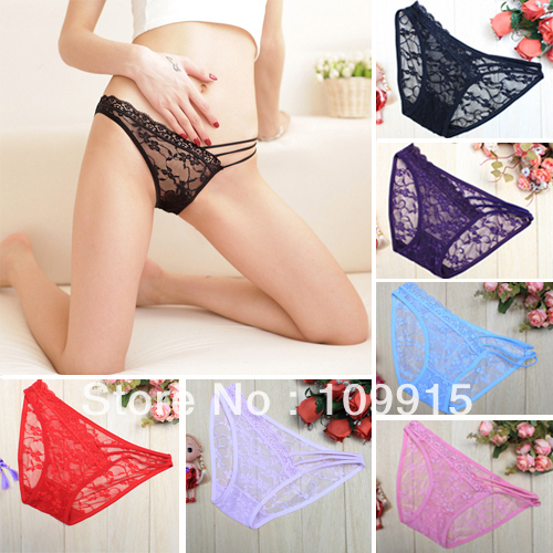 Sexy Lace Women's See Through Panties Briefs Lingerie Flowers Pattern Underwear  SL00271