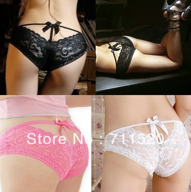 sexy ladies panties butterfly tie with diamond lace temperament briefs g-strings underwear