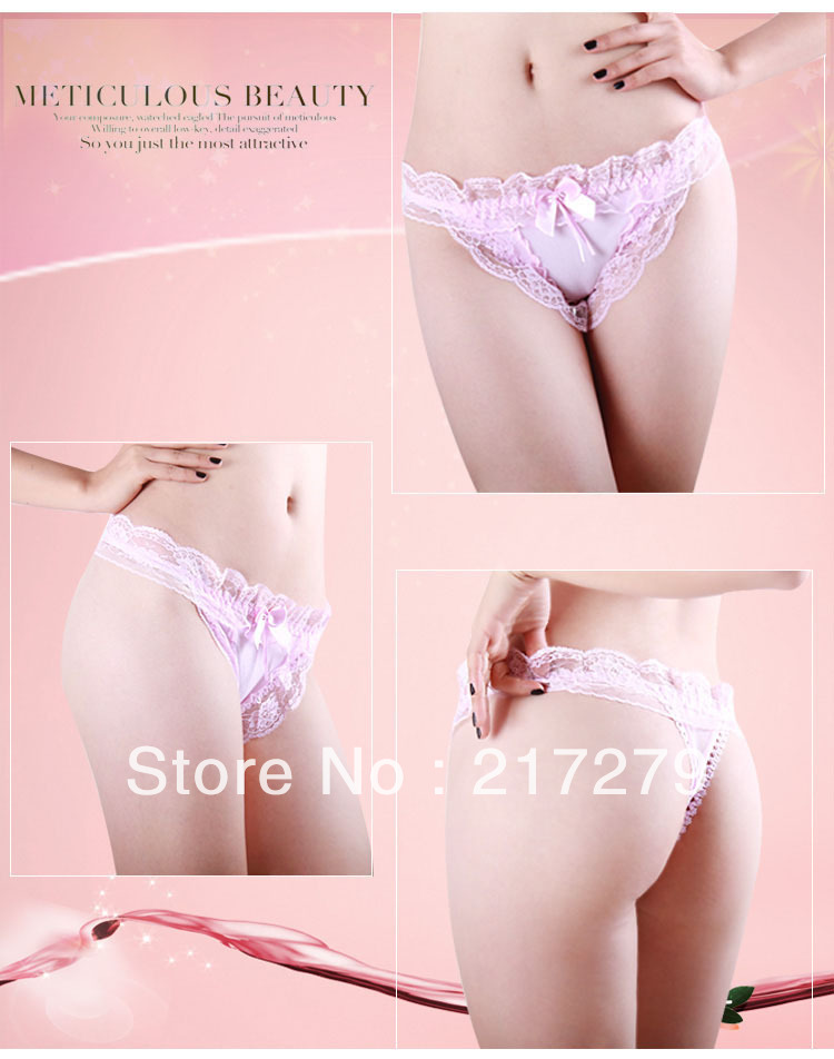 Sexy Ladys pink underwear thong transparent gauze sexy lace T pants G-string underwear 6color