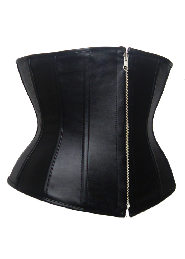Sexy leather cummerbund belt clip zipper ribbon leather underbust 9241a