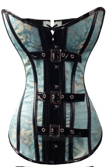 Sexy Light blue boned lace up  embroidered corset bustier clubwear  bodyshaper factory supplier S-XL