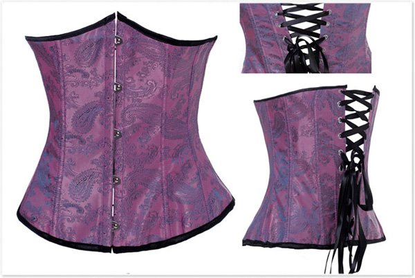 Sexy Light Purple Brocade Pattern Underbust Corsets -2772