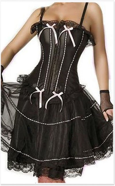 Sexy lingerie Black fashion overbust corset Skirt suits Free shipping - 2qm067black