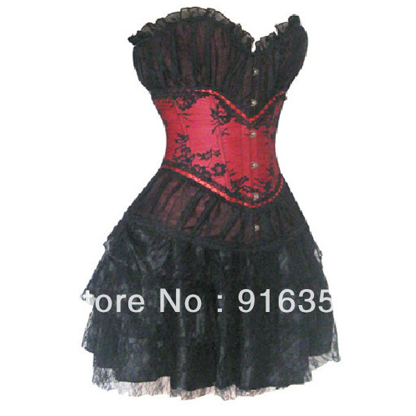 Sexy Lingerie Corset Bustier Mini Skirt G-string wholesale free shipping