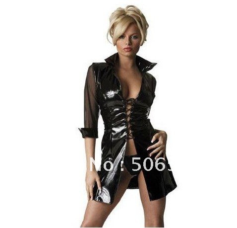 sexy lingerie corset party costume  Fashion Dress with G-string Sexy Lingerie Leather Lingerie wholesale retail