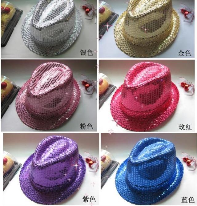 Sexy Lingerie Costume Fashion all-match blingbling jazz hat ds paillette hat color Free shipping