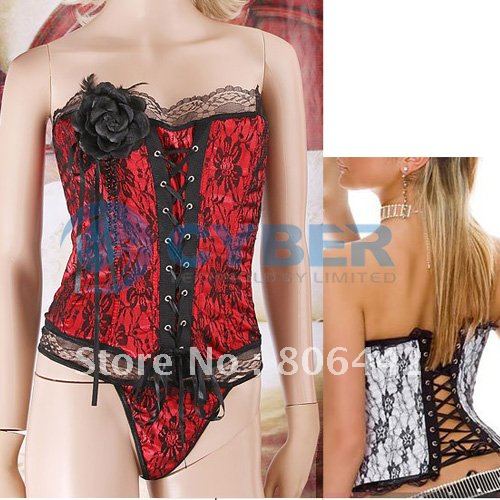 Sexy Lingerie Lace underwear body shaper corset bustier with Corsage+G-string freeshipping 3191