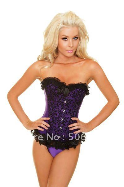 Sexy lingerie  sexy underwear corset Elegant purple lace trim Corset Sexy lingerie