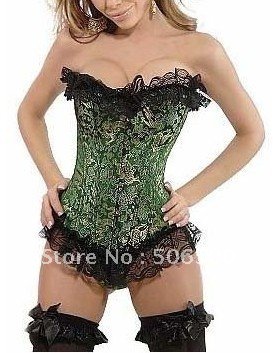 Sexy lingerie sexy underwear corset Sexy Lingerie  Green Brocade Victorian Boned Corset