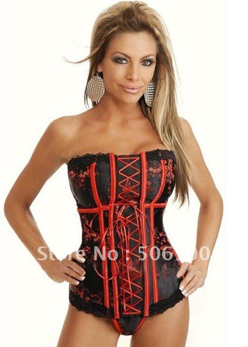 Sexy lingerie sexy underwear sexy corset Red & Black Tapestry Corset Sexy Lingerie women's underwear