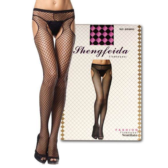 sexy lingerie Sexy Women Sheer Lace Fishnet Halter Stocking Crotchless socks open Crotch 21-3