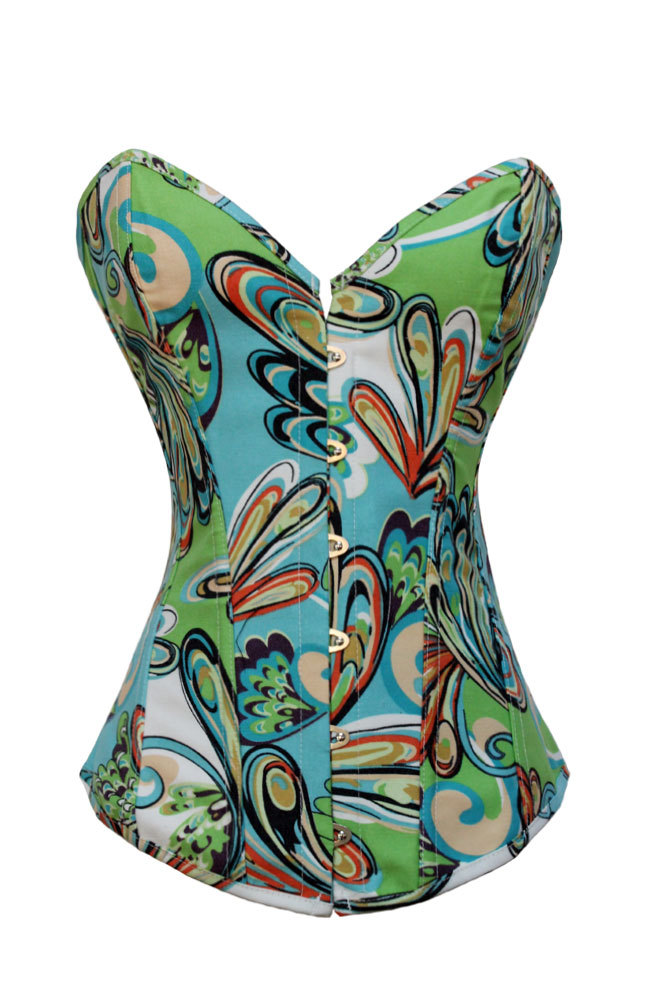 Sexy lingerieMulticolored Denim Corset Green