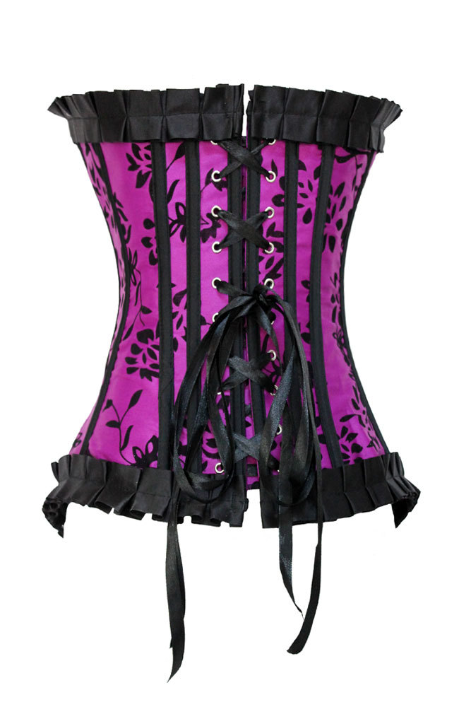 Sexy lingeriePurple Pleated Flocking Embroidery Corset