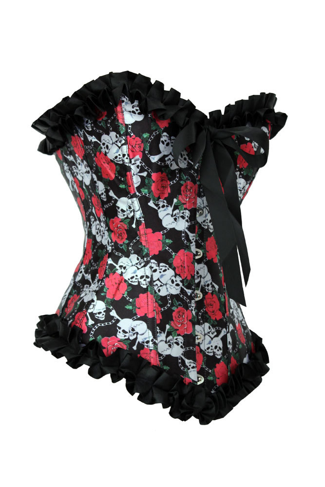 Sexy lingerieRose and Skull Print Corset