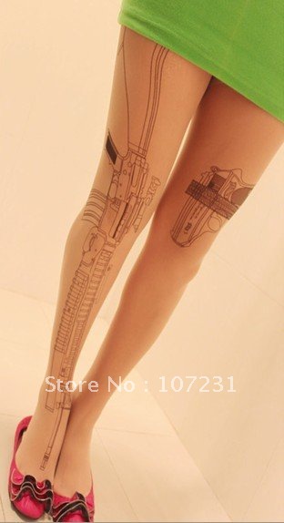 Sexy Machine Tattoo Socks Transparent Pantyhose Stockings Tights Leggings supporting Mix order Good Gift