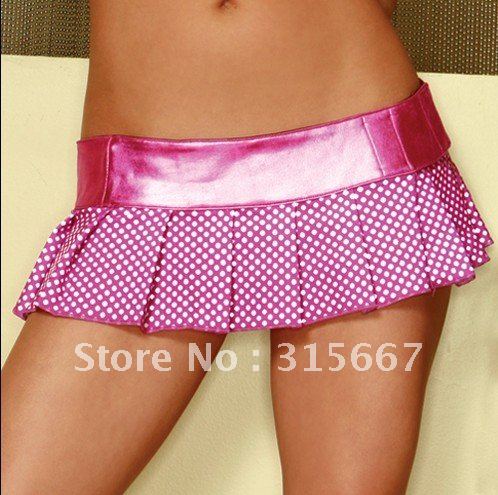 sexy mini skirt free shipping new model Sexy lingeries ,Garter skirtini set triangel top,6.5" Metallic Polka Dot Mini dress L101
