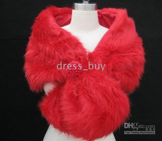 Sexy New Red Faux Fur Wrap Shrug Bolero Coat Bridal Shawl Jacket For Wedding Dresses Bridal Gowns