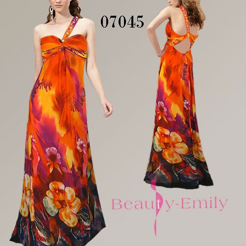 Sexy One shoulder Long Party Dresses Evening Gown Maxi Fashion Dress DS07045OR