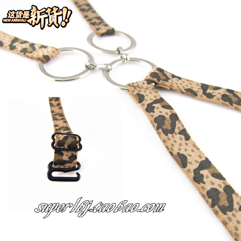 Sexy pectoral girdle shoulder strap chiastron fashion women's underwear bra belt leopard print metal