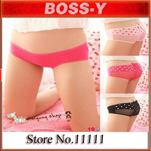 Sexy Polka Dot Bow lace panties underwear ,panties,8 colors ,3 pcs / lot ,