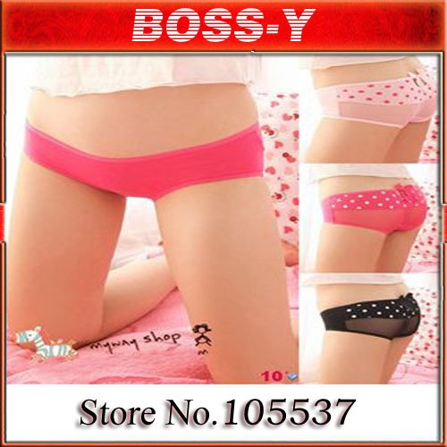 Sexy Polka Dot Bow lace panties underwear ,panties,8 colors ,30 pcs / lot ,