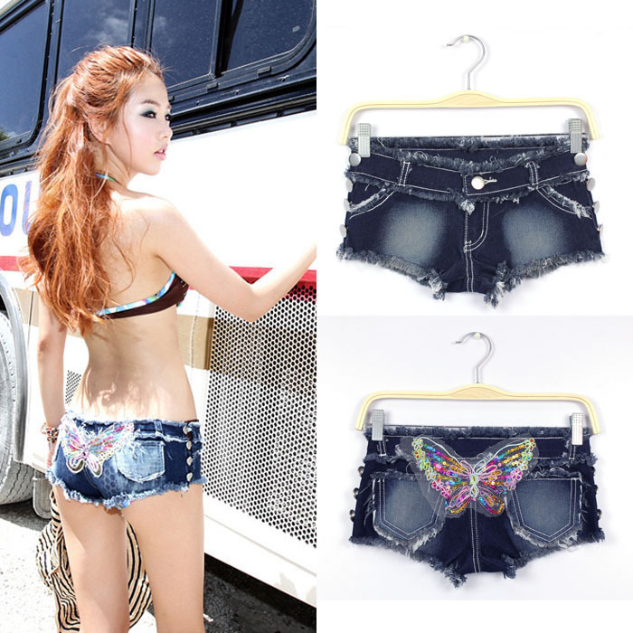 Sexy , provocatively , temptation , ultra-low-waisted jean shorts wholesale