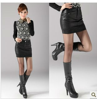Sexy PU Leather Spring Autumn A Mini Short Skirts Free Shipping!!!